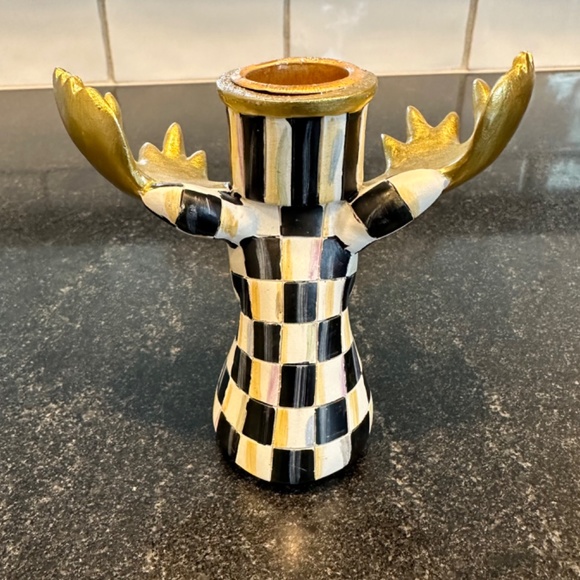 MacKenzie-Childs Courtley Check Moose Candleholders- Set of 2 - Picture 3 of 3